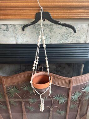 Vintage 34" Seashell Plant Hanger Puka Hanging Shells